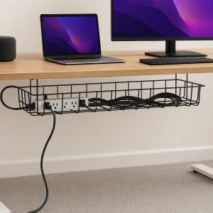 20 Under Desk Cable Management Tray Metal Wire Cord Organizer Basket For Office Standing Desk Setup