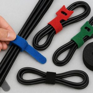 24 Fastening Cable Ties Reusable Cord Management Straps Microfiber Fabric Wire Wraps Hook Loop Tape Roll